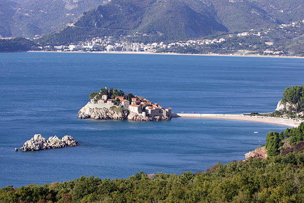 Sveti Stephan island in Montenegro stock photo