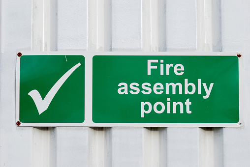 Fire assembly point green sign