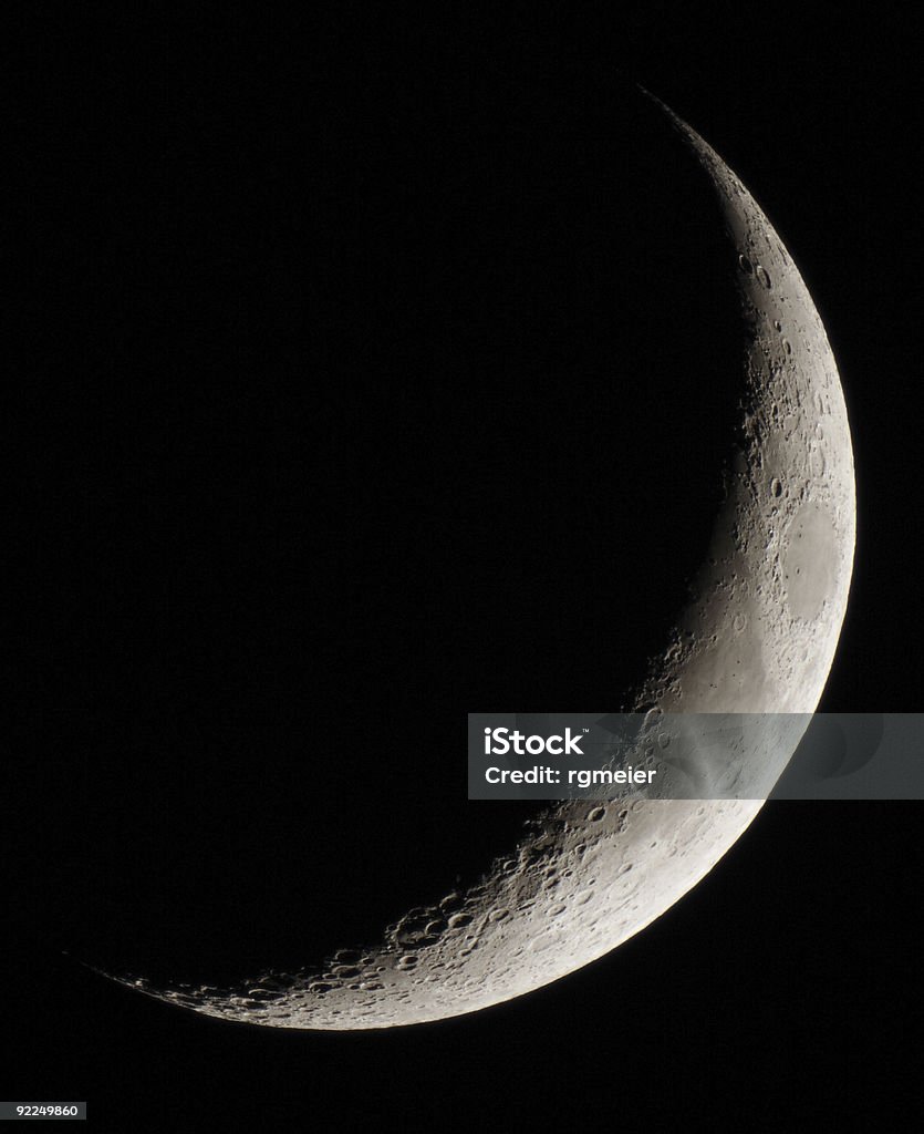 Crescent moon, gesehen durch ein Teleskop. - Lizenzfrei Apollon Stock-Foto