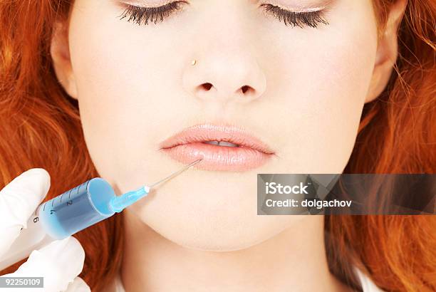 Woman Having Procedure Of Lips Enlargement Stock Photo - Download Image Now - Adult, Beautiful People, Beautiful Woman