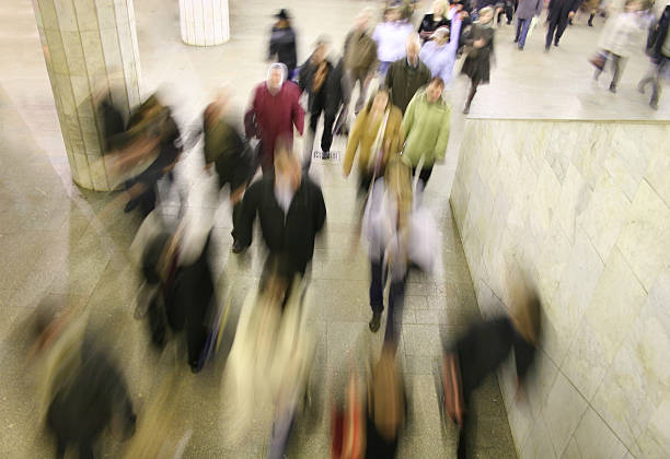 istock Blurred picture of many people going around in a station 92250355