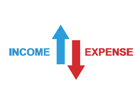 Income vs Expense Concept - 3D Rendered Image