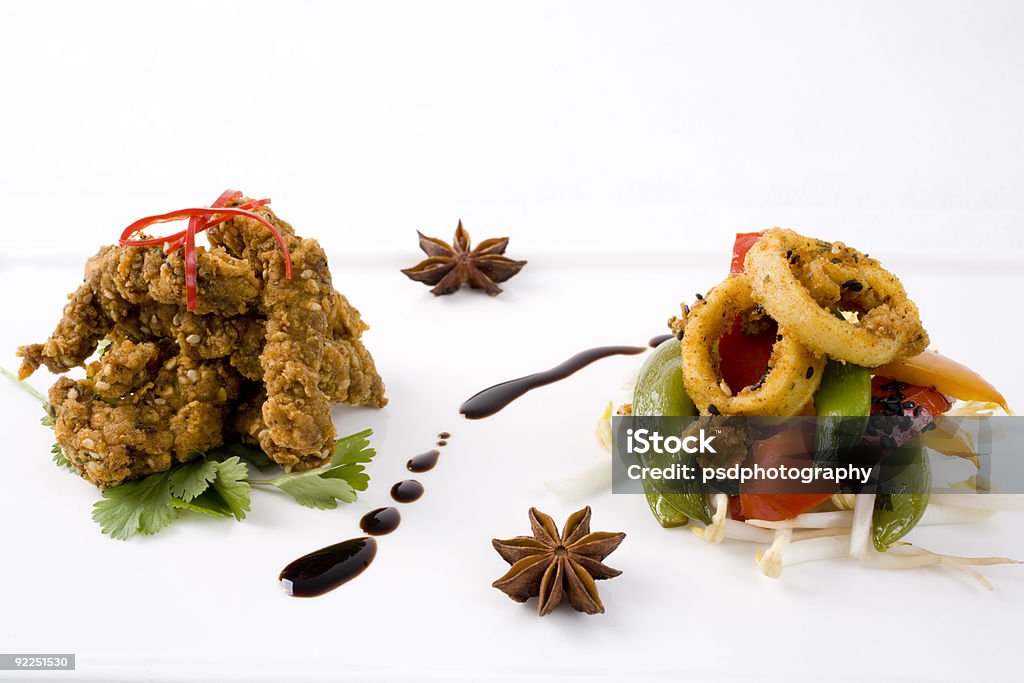 Две изысканные блюда - Стоковые фото Бальзамический уксус роялти-фри