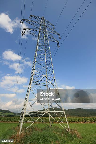 Hochspannungsmast Foto de stock y más banco de imágenes de Ajardinado - Ajardinado, Cable, Cable de acero