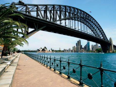 city with Sydney Harbour Bridge