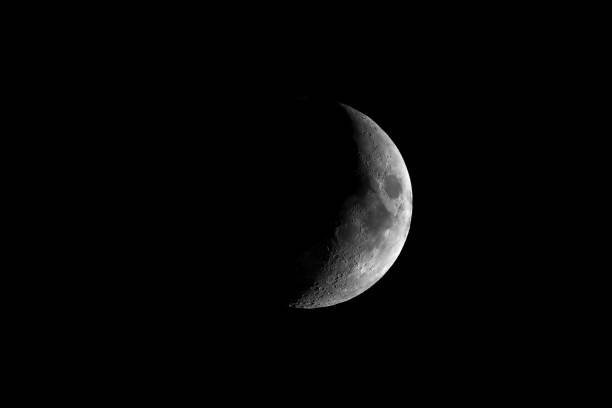 istock High contrast Waxing crescent moon seen with telescope 922519058
