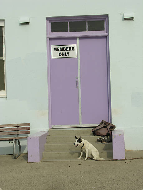 cão de guarda na porta - organized group exclusion door dog - fotografias e filmes do acervo