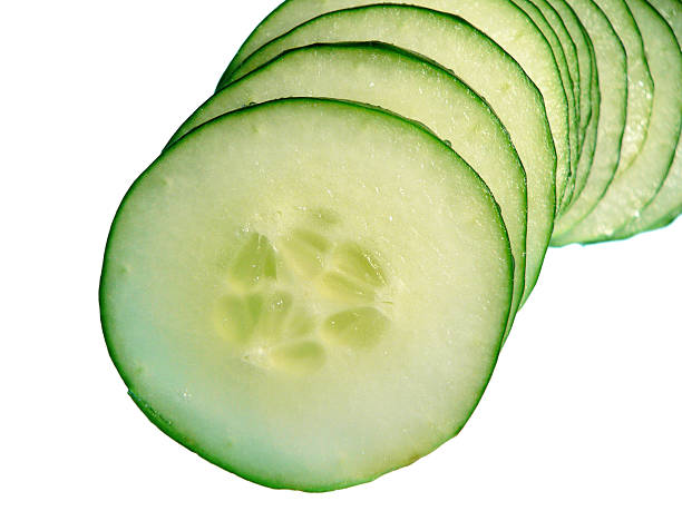 Sliced Cucumber, isolated on white stock photo