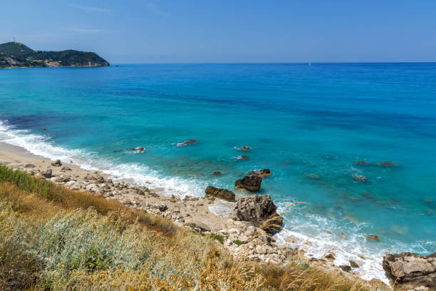 istock Panoramic view of Agios Nikitas Beach with blue waters, Lefkada, Greece 922530520