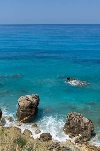istock Panoramic view of Agios Nikitas Beach with blue waters, Lefkada, Greece 922530688