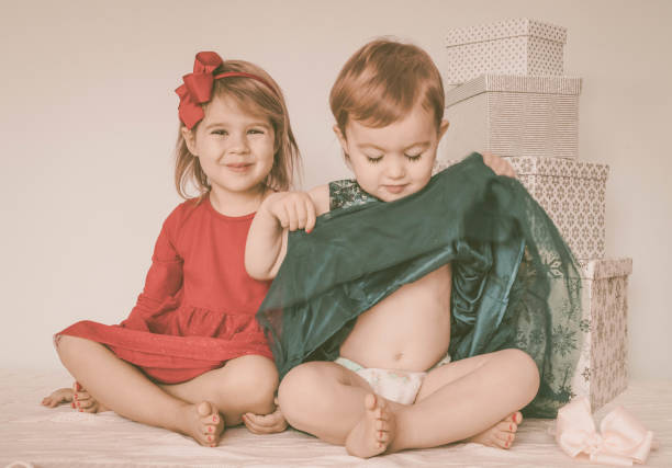 Christmas Card Cover with two little girls