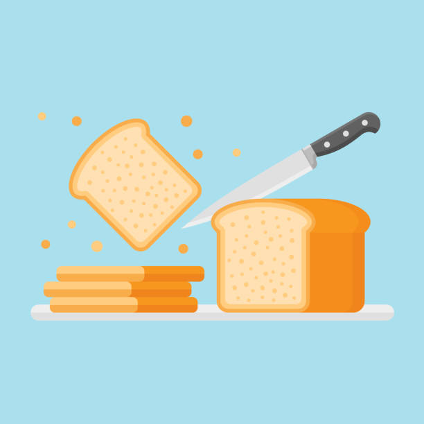 ナイフで食パン スライス。フラット スタイルのベクトル図です。 - sandwich bread toast vector点のイラスト素材／クリップアー��ト素材／マンガ素材／アイコン素材