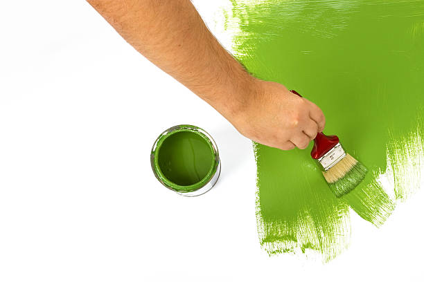 istock Green painting with a paint brush 92253425