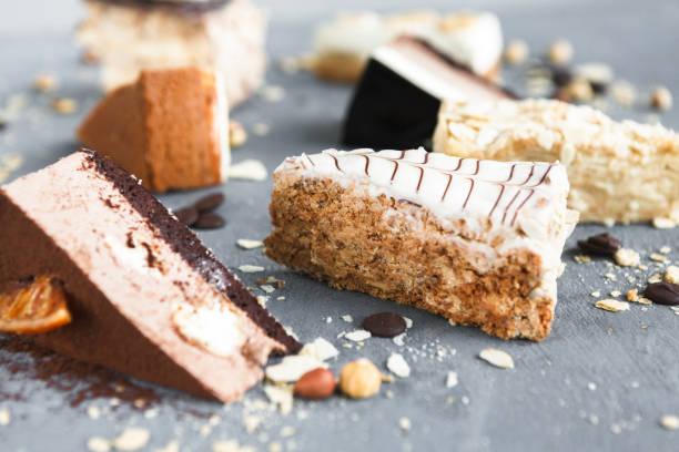 istock Assortment of pieces of cake, copy space 922535026