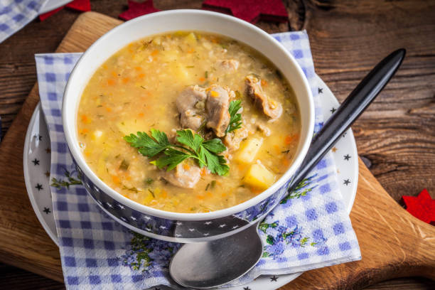 istock Soup with barley and chicken gizzards. 922539308