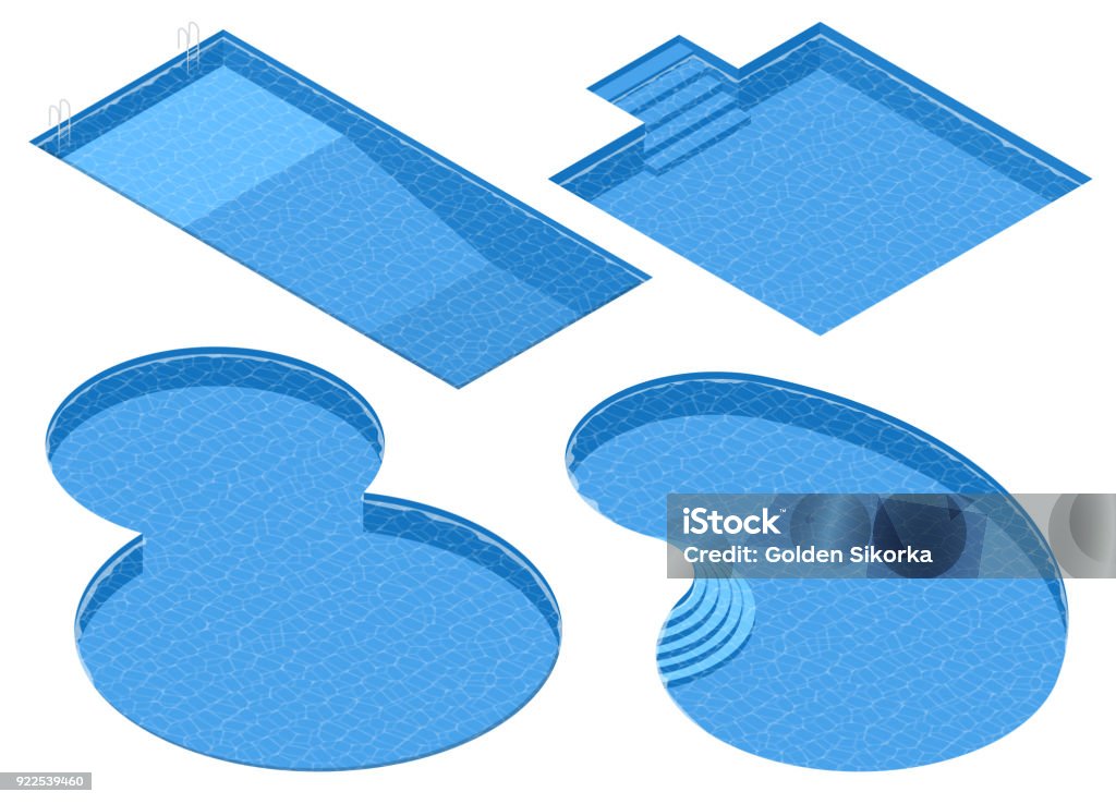 Isometric Set Different Forms Swimming Pools Rectangular Square Double ...