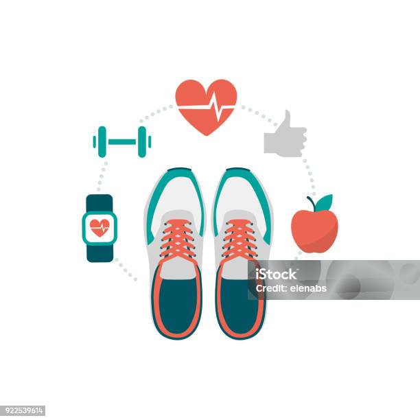 Fitness And Sport Stock Illustration - Download Image Now - Healthy Lifestyle, Exercising, Icon Symbol