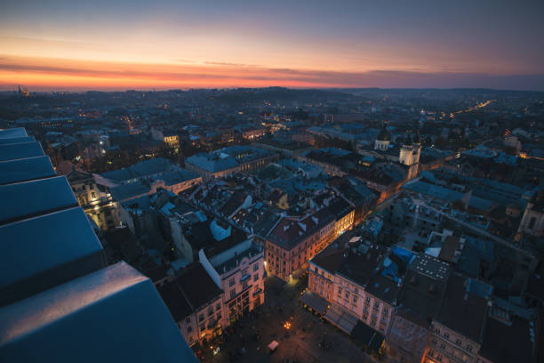 istock Lviv city night winter panorama 922542912