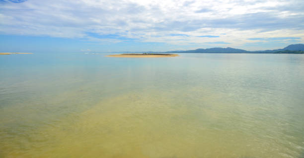 istock Tropical sea beach with beautiful seascape view and blue sky 922543248