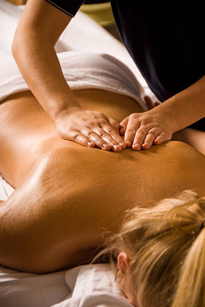 istock Close-up of a Swedish massage technique called effleurage 92254456