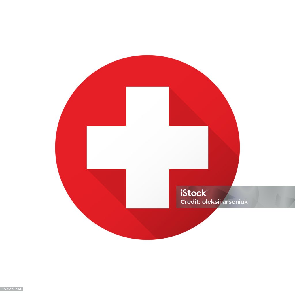 Medical white cross Firs aid medical white cross in red circle Healthcare And Medicine stock vector