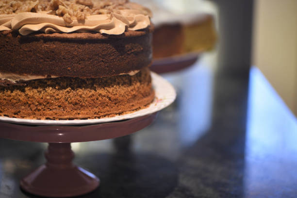 istock homemade coffee and walnut cake on a plate 922552508