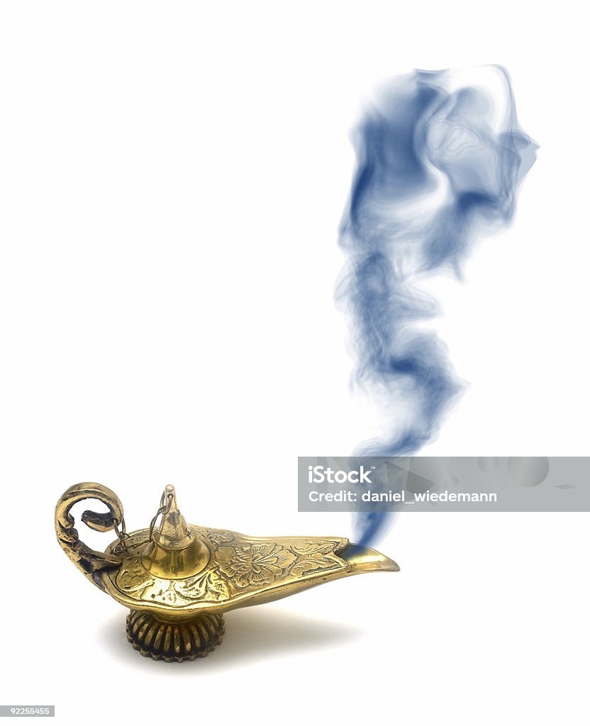 Smoking Genie Lamp  Magic Lamp Stock Photo