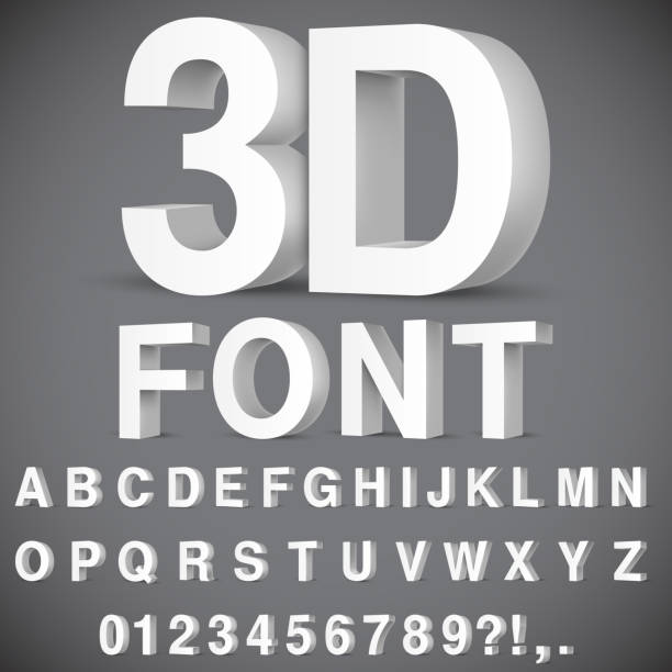 3d alphabet und zahlen - dreidimensional stock-grafiken, -clipart, -cartoons und -symbole