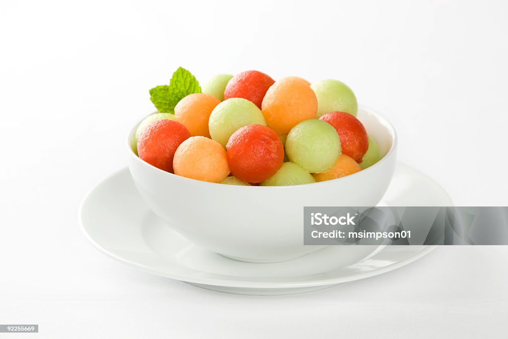 Bowl of fresh fruit with  watermelon, honeydew and canteloupe  Sphere Stock Photo