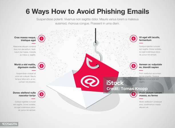 Simple Vector Infographic For 6 Ways How To Avoid Phishing Emails Template Stock Illustration - Download Image Now