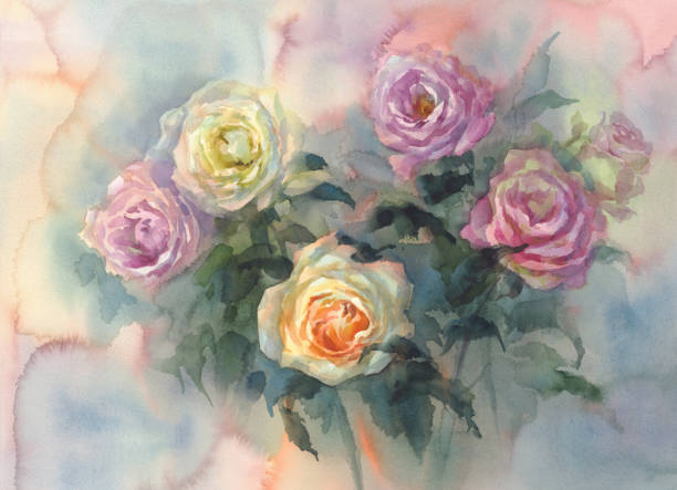 istock sweet pastel roses colorful background watercolor 922565766