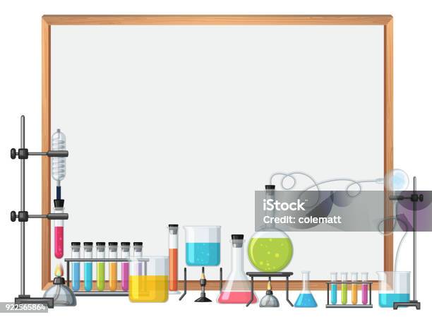 Border Template With Science Equipments Stock Illustration - Download Image Now - Science, Border - Frame, Laboratory