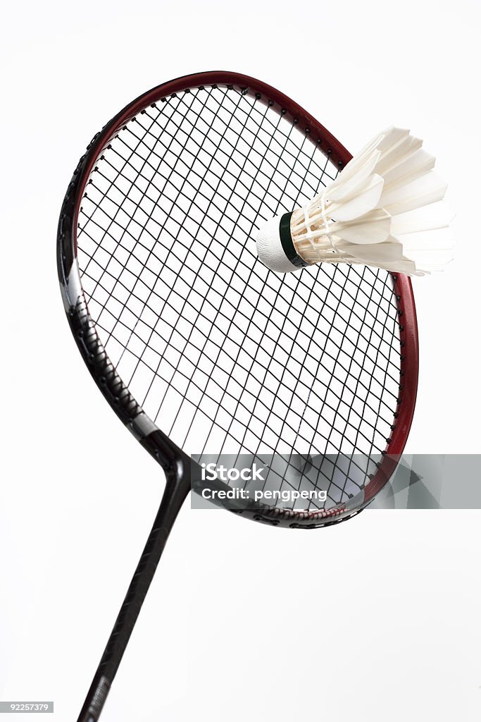Peteca de badminton branco e Raquete de badminton - Foto de stock de Badmínton - Esporte royalty-free