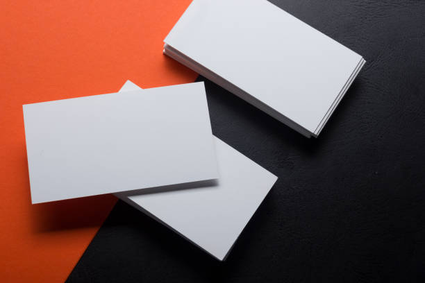 istock Business cards Mockup on color background. Flat Lay. copy space for text 922575024