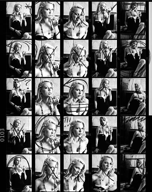 Contact or Proof Sheet from Retro Photo Shoot  negative image technique photos stock pictures, royalty-free photos & images