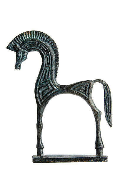 istock Metallic sculpture of horse isolated. 92257829