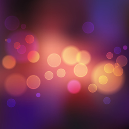 Abstract violet blurred background with lights and bokeh. Square format