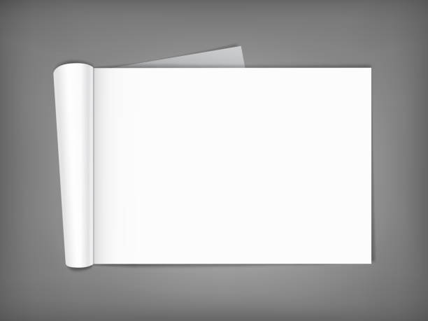 Blank magazine with rolled pages. - ilustração de arte vetorial