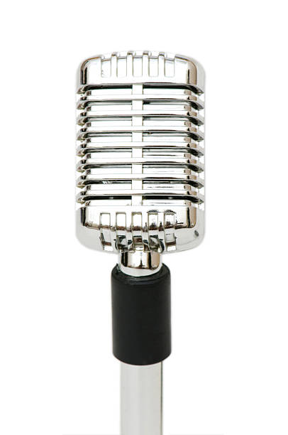 istock Vintage microphone isolated on the white background 92258077