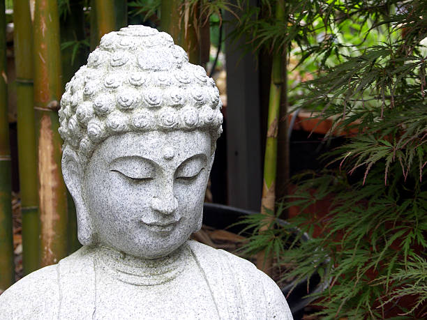 Buddha in Bamboo Garden stock photo