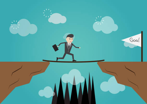 istock Business concept,Businessman running on bridge to goal flag 922584828