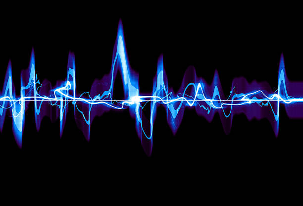 Black background with an electric blue waveform vector art illustration