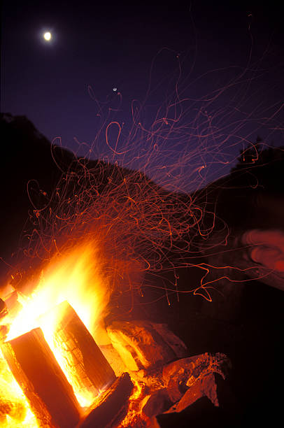 campfire burning burning hot stock photo