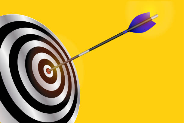 istock Dart arrow hitting center of red target. Goal success business concept vector. 922589154