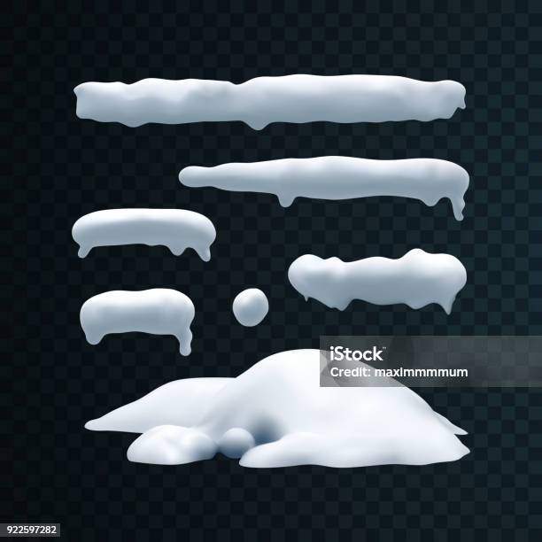 Vector Set Of Snow Caps Snowball And Snowdrift Stock Illustration - Download Image Now - Snow, Snowing, Heap