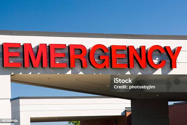 Emergency Sign Stock Photo - Download Image Now - Emergency Medicine, Outpatient Care, Accidents and Disasters