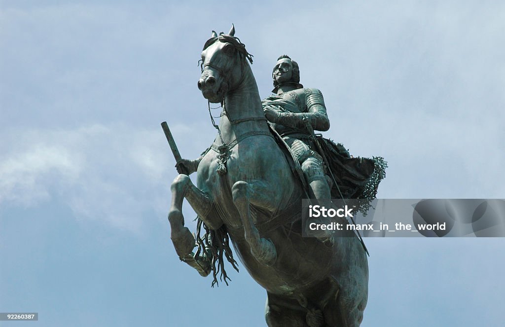 Equestrian Statue of Philip IV in Madrid Bronze Equestrian statue of Philip IV (Felipe) in the Plaza de Oriente in Madrid (Spain); Blue Sky Philip IV of France Stock Photo