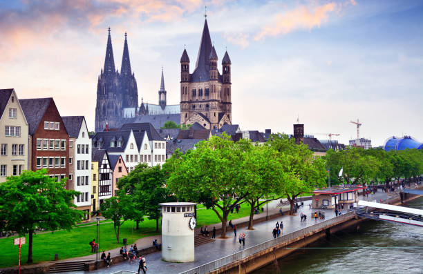 Rhine River in Cologne, Germany Promenade and Rhine River in Cologne, Germany koln germany stock pictures, royalty-free photos & images