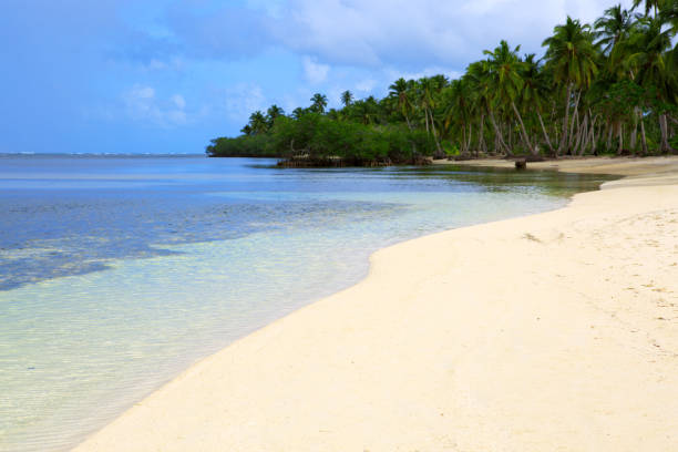 istock White tropical beach. Travel background 922607662