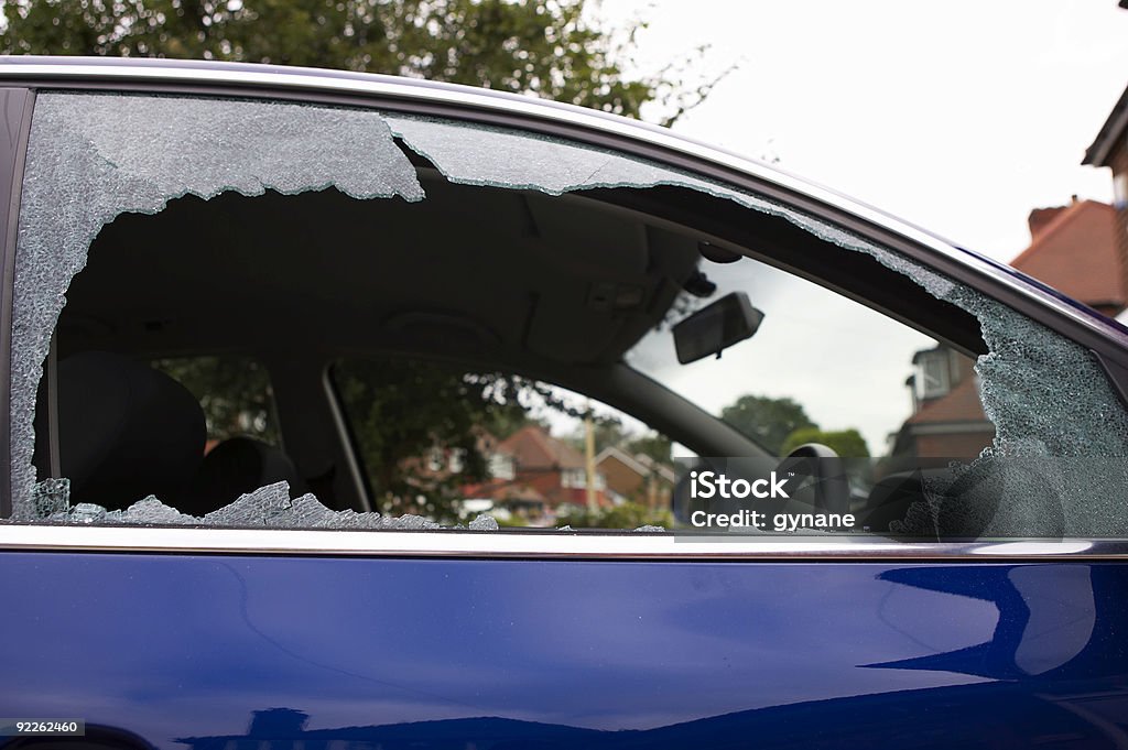 Glas gebrochen Sicherheit in einer Autotür - Lizenzfrei Auto Stock-Foto